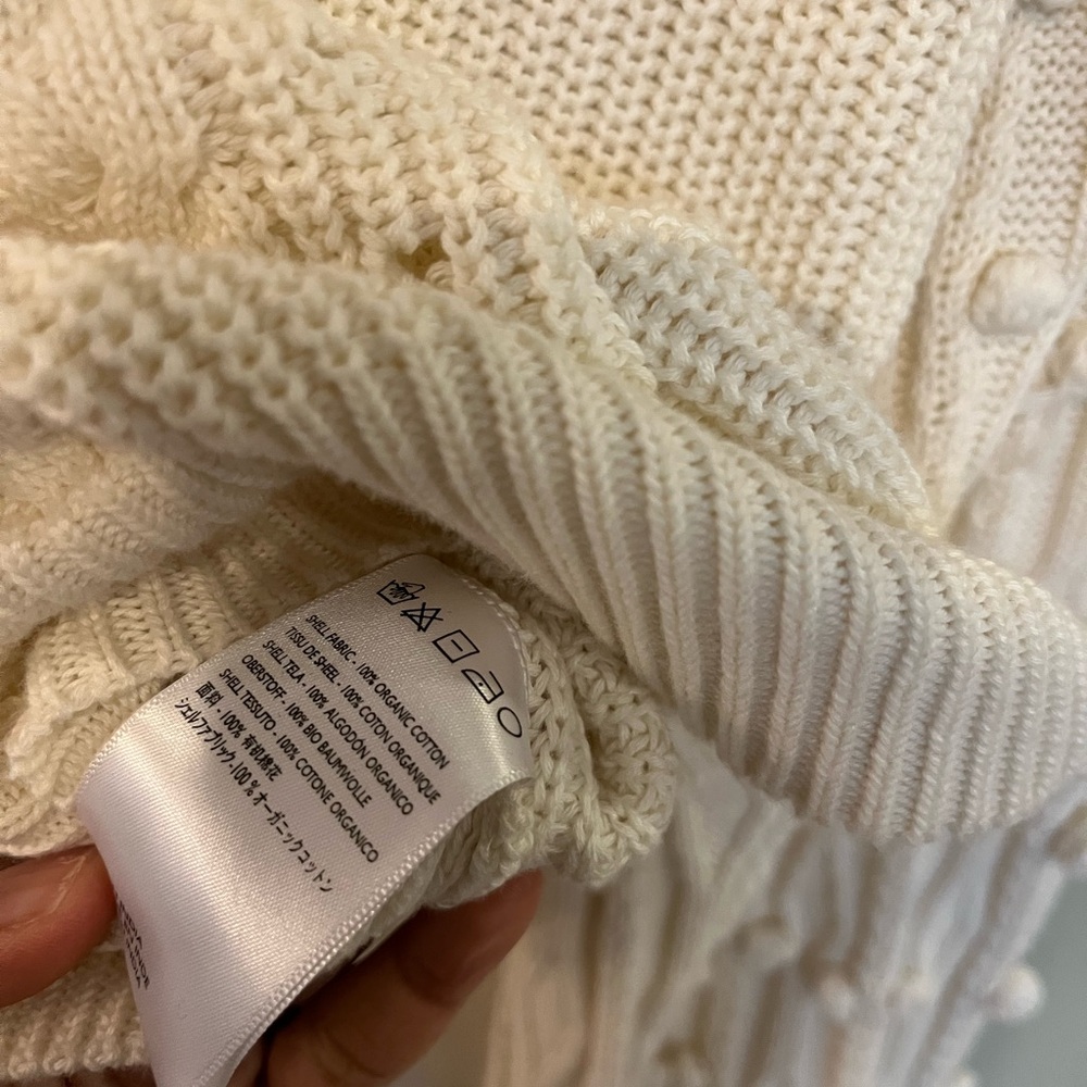 Cleobella White Knit Ivory Pom Pom Fringe Sweater M b2 - Picture 7 of 8